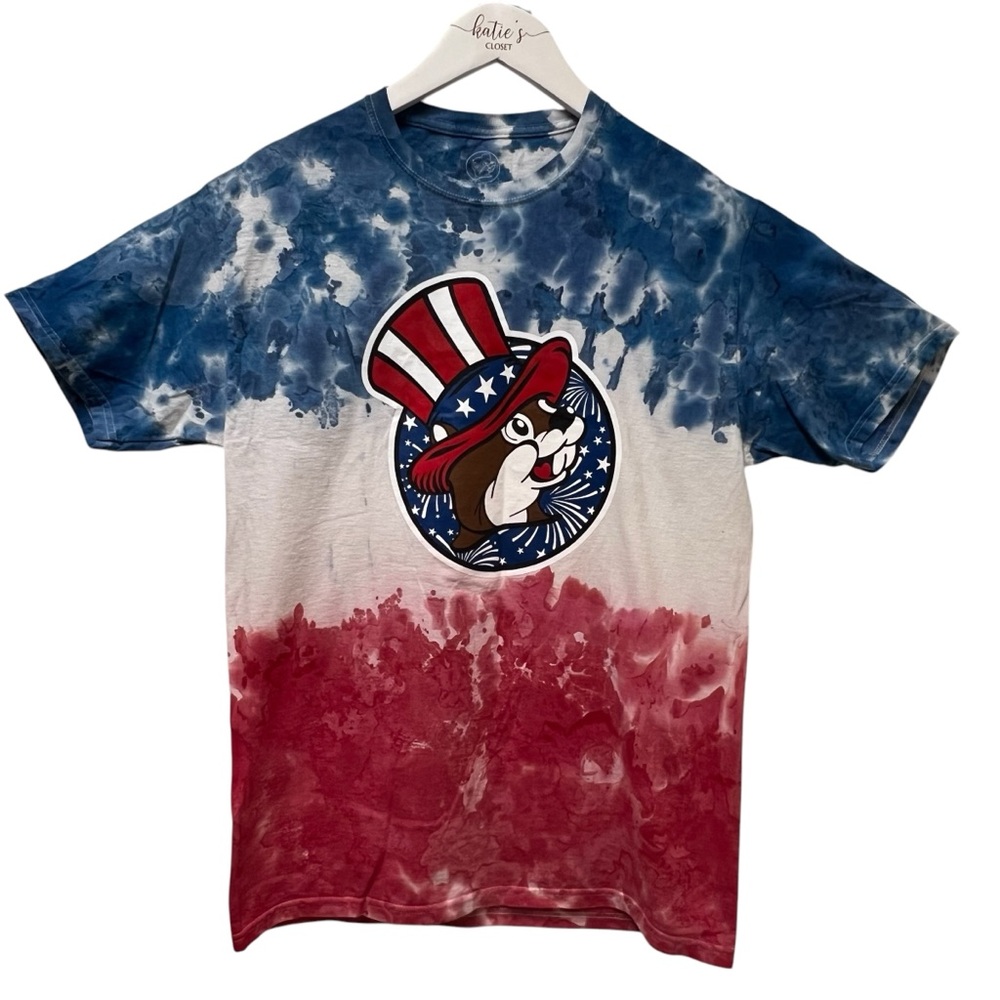 Bucees Tie Dye Patriotic Red White Blue T-shirt Size Medium